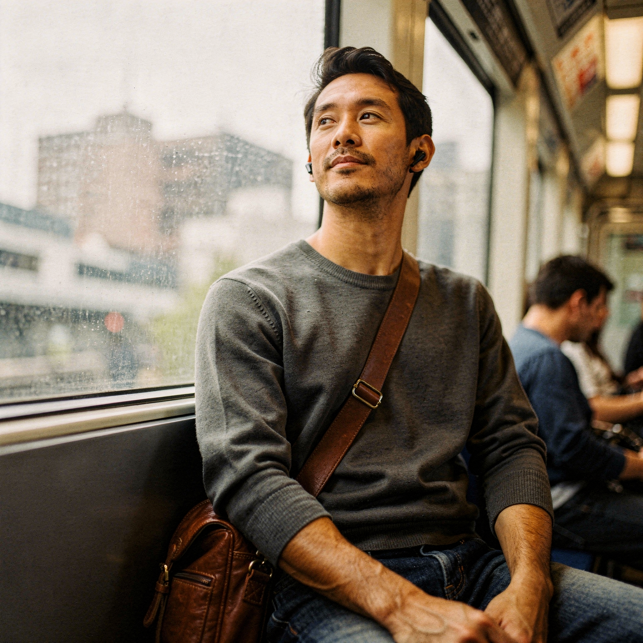 A crowded MRT carriage at rush hour